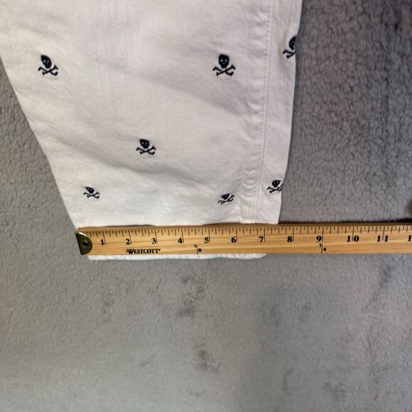 S Polo Ralph Lauren Jeans Mens 33x29 Varick Slim White Skull Allover Embroidery - Picture 7 of 13